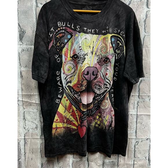 The Mountain 2013 Be Beware Pit Bulls Tie Dyed Mens T-Shirt Size XL 100% Cotton - Picture 2 of 7